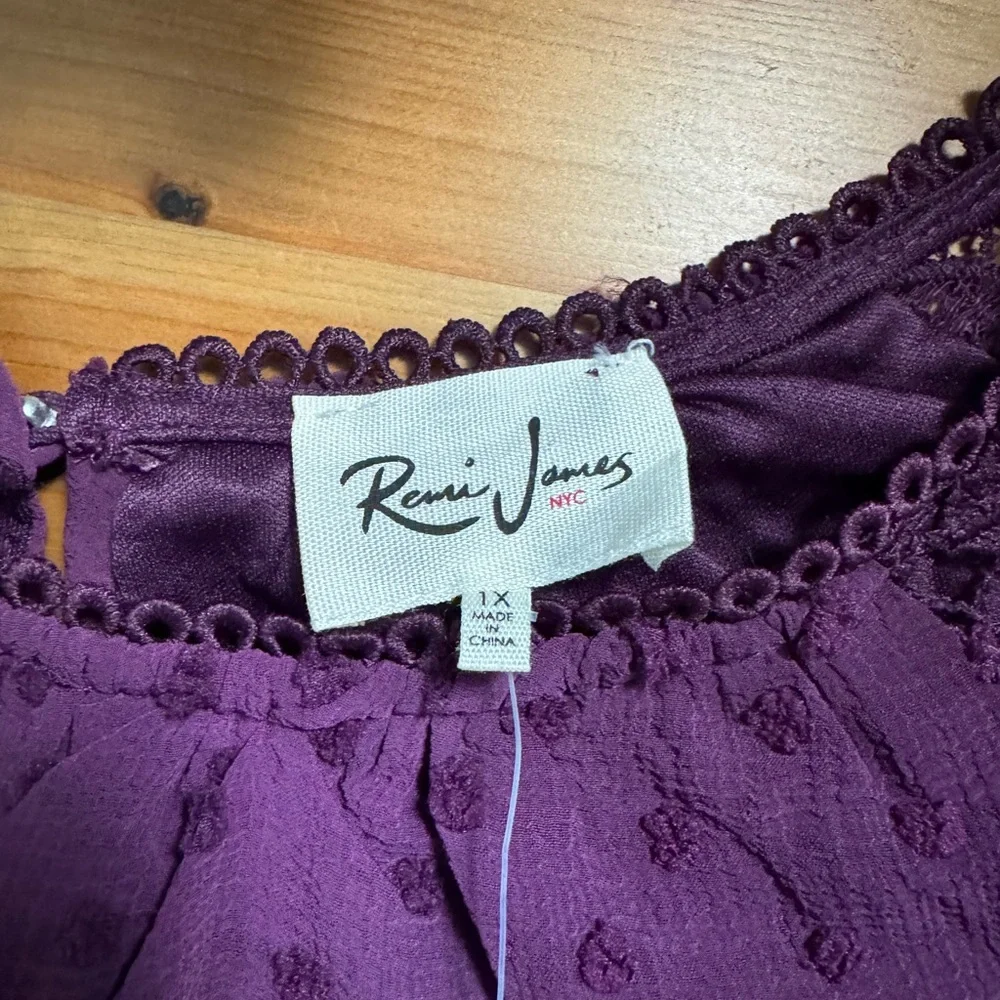 Remi James Purple Layered Long Sleeve Top Size 1X New With Tags - Picture 4 of 8